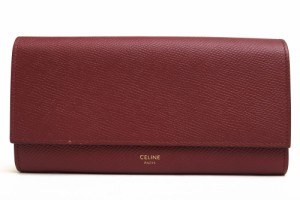 ○セリーヌ CELINE グレインドカーフスキン 牛革 長財布 10B563BEL LARGE FLAP WALLET ラージ フラップ ウォレット フラップ式 小  中古