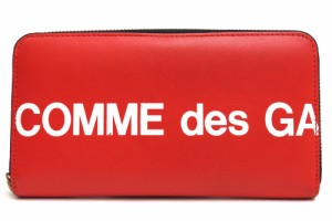 ○コムデギャルソン COMME des GARCONS 牛革 長財布 SA0111HL HUGE LOGO -RED ラウンドジップ ラウンドファスナー 小銭入れあり メ 中古