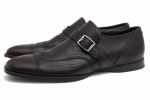 ○ゼニア Ermenegildo Zegna Z Zegna ビジネスシューズ A0428X シボ革 シュリンクレザー ウイングチップ モンクストラップ ストレ  中古