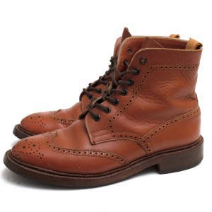 ○トリッカーズ Tricker's カーフ 牛革 レースアップブーツ L5180 MALTON モールトン Brogue Boots ダブルソール カントリーブーツ 中古