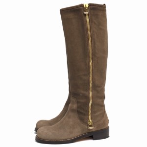 ○ジミーチュウ Jimmy Choo 牛革 ロングブーツ 122DOREEN RUGGED SUEDE-HAVANA サイドジップ レディース 【中古】 中古