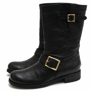 ○ジミーチュウ Jimmy Choo  エンジニアブーツ 247 BIKER Unlined 定番 シボ革 シュリンクレザー レディース 【中古】 中古