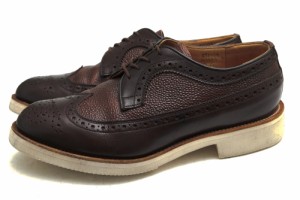 ○トリッカーズ Tricker's 牛革 カーフ ビジネスシューズ M5633 Bourton バートン メダリオン ウイングチップ Vibramソール グッド 中古