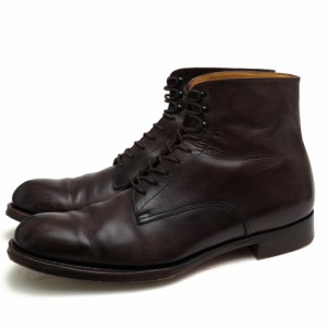 ○長谷川良治 YOSHIHARU HASEGAWA 牛革 カーフ レースアップブーツ YO 06-87 Plain-toe Raceup Boots W sole プレーントゥ レザー  中古