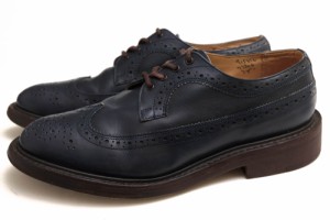 ○トリッカーズ Tricker's 牛革 カーフ ビジネスシューズ M7306 Golosh Brogues メダリオン ロングウイングチップ グッドイヤーウ  中古