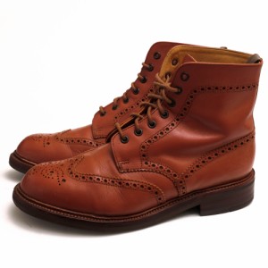 ○アルフレッドサージェント Alfred Sargent カーフ 牛革 レースアップブーツ 20102-31 TAN BROGUE DERBY BOOT ITSHIDE COMMANDO   中古