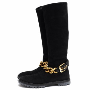 ○ジュゼッペザノッティ Giuseppe Zanotti 牛革 ロングブーツ チェーン金具 プレーントゥ レディース 【中古】 中古