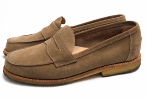 ○サンダース SANDERS 牛革 コインローファー 1807DLS Unlined Saddle Loafer アンラインド仕様 スリッポン クレープソール グッド 中古