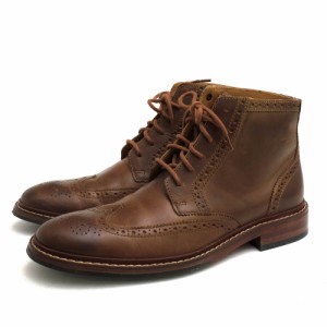 ○コールハーン COLE HAAN 牛革 レースアップブーツ C20291 Williams Welt Boots in Camel ストームウェルト ウイングチップ メン  中古