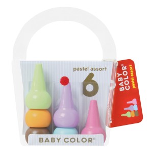 クレヨン パステルカラー 6色 安心 赤ちゃん 日本製 高品質 ぬりえ ベビーコロール （ くれよん 割れにくい 女の子 男の子 知育玩具 プレ