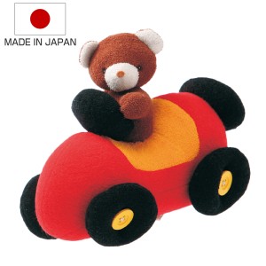 ぬいぐるみ くまの車 おもちゃ 赤ちゃん 日本製 （ 綿100％ 知育玩具 玩具 ふわふわ 車 くるま 子供 子ども ベビー カラフル ボタン ソフ