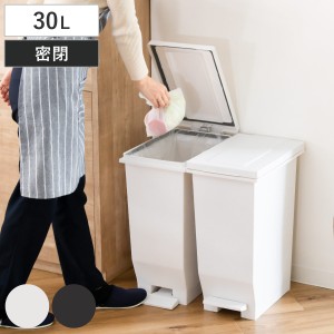 ゴミ箱 30L 同色2個セット 密閉ペダルペール エバン （ ごみ箱 30リットル 2個セット ニオイ漏れ 防止 密閉 スリム シンプル 分別 ペダル