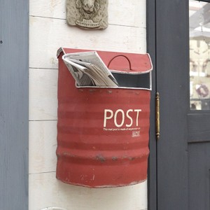 郵便ポスト メールボックス 壁掛け 置き型 アンティーク加工 ラウンド ドラム缶リメイク 郵便ポスト 壁掛け（ ポスト 壁付け 郵便受け 新