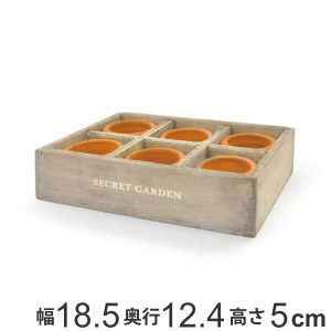 プランター 木箱ボックス テラコッタポット6個付き S （ テラコッタ 鉢 植木鉢 プラントポット 素焼き 鉢植え テラコッタポット ボックス