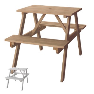 ガーデンテーブル テーブル&ベンチ W75 （ ガーデンチェア ガーデンセット ウッドテーブル ウッドチェア コンパクト 収納 木製 アウトド