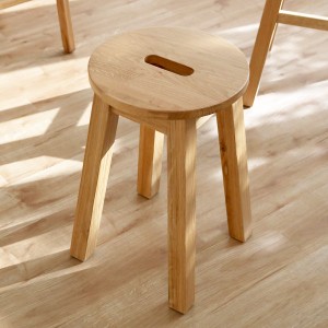 スツール 座面高46cm 丸型 天然木 木製 オーク材 椅子 腰掛 （ チェア イス いす チェアー 木製スツール 木製チェア 腰掛け サイドテーブ