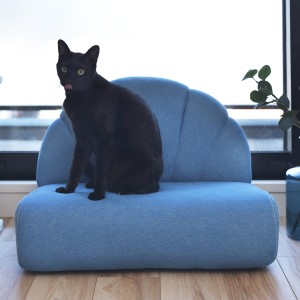 ペットソファ 幅59cm ファブリック 貝殻 （ ペットベッド 座椅子 ローソファー キッズチェアー 1人用 椅子 イス ペット 犬 猫 デニム調 