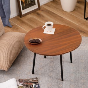 ローテーブル 高さ40.5cm 天然木 アジャスター付き （ 北欧 テーブル 木目調 木製 おしゃれ かわいい シンプル 円形 リビングテーブル 机
