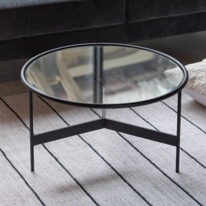 ローテーブル 幅60cm 丸 ガラス （ リビング テーブル ガラステーブル 円形 ラウンド ブラック アイアン おしゃれ スタイリッシュ 完成品