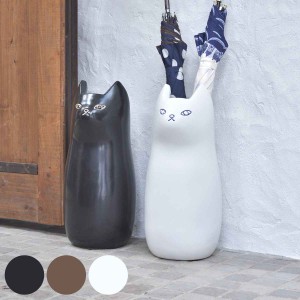 傘立て ネコ 45cm 陶器 （ 傘たて 猫 玄関収納 スリム アンブレラスタンド かわいい 猫グッズ 傘入れ 猫型 アニマル 錆びない 北欧 玄関 
