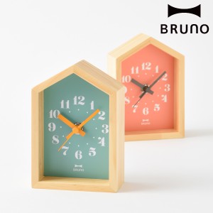 BRUNO 置き時計 ミニウッドハウスクロック 連続秒針 （ ブルーノ 時計 置時計 アナログ時計 とけい クロック アナログ 木目調 北欧 イン