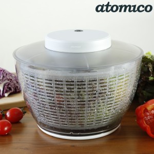 電動サラダスピナー atomico 充電式 コードレスサラダスピナー （ アトミコ 電動 野菜水切り器 野菜 水切り 滑り止め付き 野菜の水切り 