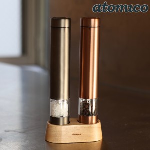 電動ミル 2本セット atomico ソルト＆ペッパー電動ミル （ アトミコ ミル 2個 電池式 ソルトミル ペッパーミル ワンプッシュ セラミック