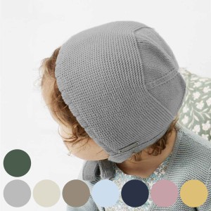 ボンネット ベビー 3〜6ヶ月 condor Garter stitch Bonnet （ コンドル ベビー用 ガータースティッチ ベビー用ボンネット 帽子 紐付き ニ