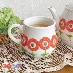 マグカップ 250ml お花マグ 陶器 （ 電子レンジ対応 マグ カップ コップ テーブルウェア キッチン用品 花柄 花 コーヒー カフェオレ 紅茶