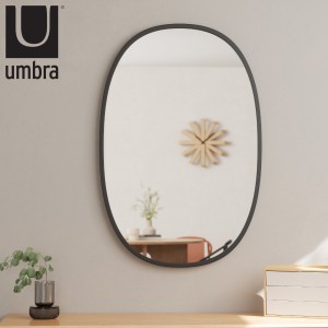 umbra ハブ ミラー オーバル 61×91cm （ アンブラ 鏡 壁掛け ウォールミラー かがみ 丸 洗面 玄関 リビング 北欧風 ラバーフレーム 大き