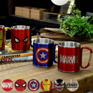 マグカップ 300ml マーベル アベンジャーズ カラビナマグ ステンレス （ コップ カップ マグ ステンレス製 MARVEL 持ち手付き カラビナ 