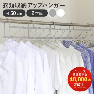 ハンガー 衣類収納アップハンガー 幅50cm ２本組 収納 （ 衣類ハンガー 省スペース 段違い 洋服 ハンガーラック コート収納 コート掛け 