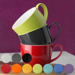 マグカップ 295ml Qティーカップ ハンドル 陶器 （ 食洗機対応 電子レンジ対応 コーヒーカップ マグ コップ カップ カラフル 取っ手付き 