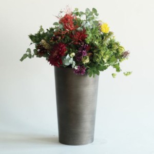 花瓶 MC円錐ロングポット 直径20×高さ40cm ダークブラック （ 花びん 花器 植木鉢 プランター フラワーポット フラワーベース アイアン 