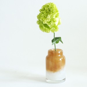 花瓶 DGボトルベース 直径7.5×高さ12cm ホワイトブラウン ガラス （ おしゃれ 花器 花びん 一輪挿し フラワーベース 円形 丸 インテリア