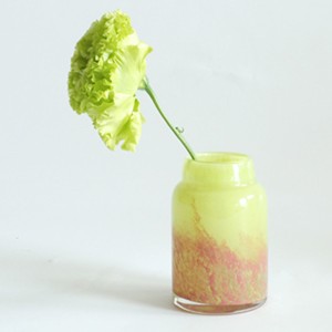 花瓶 DGボトルベース 直径7.5×高さ12cm ピンクグリーン ガラス （ おしゃれ 花器 花びん 一輪挿し フラワーベース 円形 丸 インテリア 