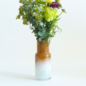 花瓶 DGボトルベース 直径7.5×高さ18cm ホワイトブラウン ガラス （ おしゃれ 花器 花びん 一輪挿し フラワーベース 円形 丸 インテリア