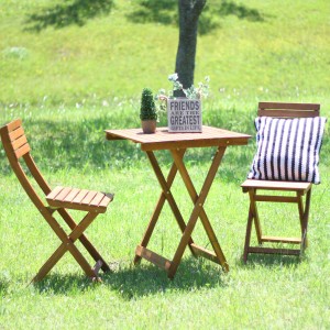 ガーデンテーブル ガーデン3点セット 木製 （ テーブル チェア ガーデンチェア セット ガーデン 庭 木 天然木 机 椅子 テーブルセット ウ