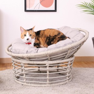 ペットベッド クッションチェア ペット用 猫 ラタン調 （ ペットスツール ベッド ペットチェア クッション付 チェア ペット用クッション 