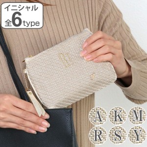 ポーチ Natural イニシャル フラットポーチ 化粧品 収納 （ コスメ メイク 小物入れ 化粧ポーチ 刺繍 ハート チャーム 内布付き トラベル