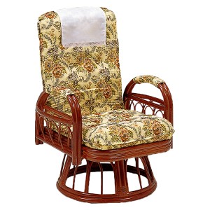 籐 回転座椅子 リクライニング クッション付 ラタン家具 座面高37cm （ ラタンチェア ラタン チェア 椅子 収納付き パーソナルチェア い