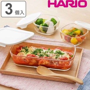 ハリオ 保存容器 250ml 900ml スタッキング耐熱ガラスコンテナ S 3個セット （ HARIO 耐熱ガラス ガラス 電子レンジ対応 食洗機対応 オー