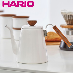 ハリオ コーヒー ドリップケトル 1.4L ボナ ホーロー （ HARIO IH対応 ガス火対応 ドリップポット コーヒーポット 琺瑯 木製ハンドル 自