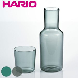 ハリオ カラフェ 600ml ナイトカラフェ HARIO COLORS 耐熱ガラス （ ピッチャー 水差し 水入れ 耐熱 ガラス製 熱湯 取っ手なし コップ付