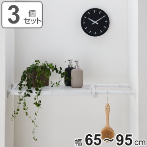 つっぱり棚 3個セット 突っ張り棚50M 取付寸法65〜95cm 奥行き24cm （ ツッパリ つっぱり 棚 収納 伸縮棚 ラック トイレ 洗面所 玄関 小