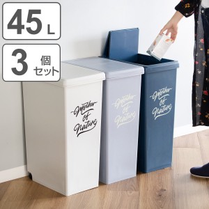 ゴミ箱 45L 同色3個セット スライドペール アースカラー ふた付き （ 45リットル 45l スリム スライド蓋 ごみ箱 キッチン 分別 ダストボ