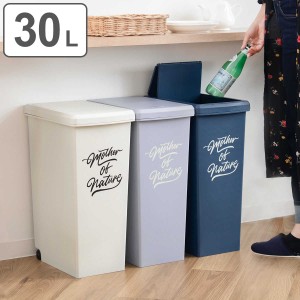 ゴミ箱 30L スライドペール アースカラー （ 30リットル 30l スリム スライド蓋 ごみ箱 キッチン 分別 ダストボックス 縦型 蓋つき キャ