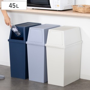 ゴミ箱 45L スリム 積み重ね （ ごみ箱 45リットル 幅28 分別 ふた付き キッチン ダストボックス スタッキング フロント プッシュ ふた付