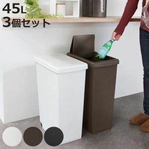 ゴミ箱 45L 同色3個セット スライドペール 無地 ふた付き （ ごみ箱 45リットル スリム スライド蓋 キッチン 分別 縦型 3個 まとめ買い 