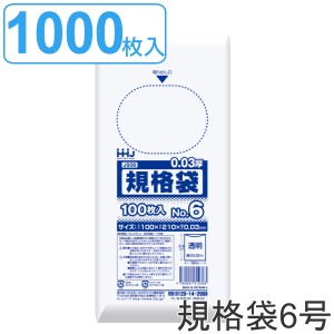 ゴミ袋 規格袋 6号 食品検査適合 厚さ0.03mm 100枚入り 10袋セット 透明 （ ポリ袋 ミニ 100枚 クリア 10袋 21×10cm 食品 小分け袋 梱包